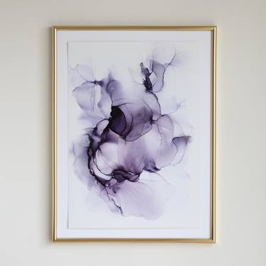 Purple İris floral original alcohol ink art thumb