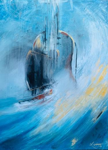 Original Sailboat Painting by Katya Dupond