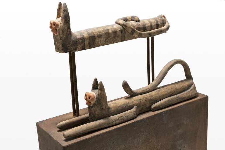 Original Dada Cats Sculpture by Jacqueline Schreier