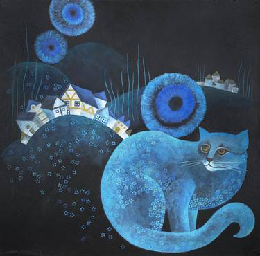 Print of Modern Cats Paintings by Jacqueline Schreier
