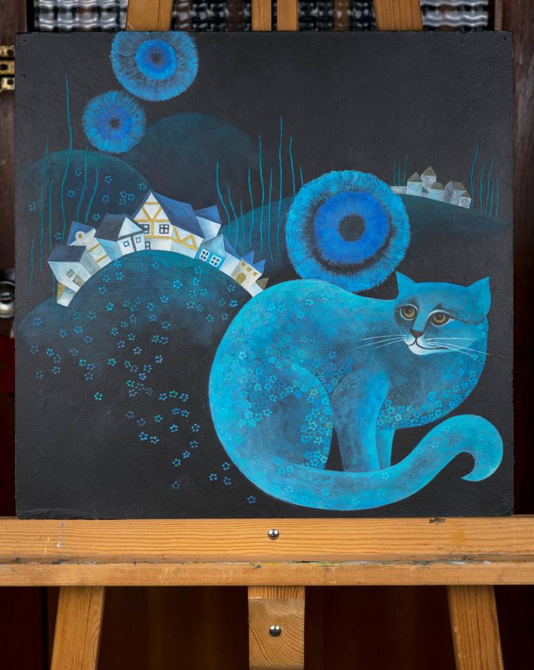 Original Modern Cats Painting by Jacqueline Schreier