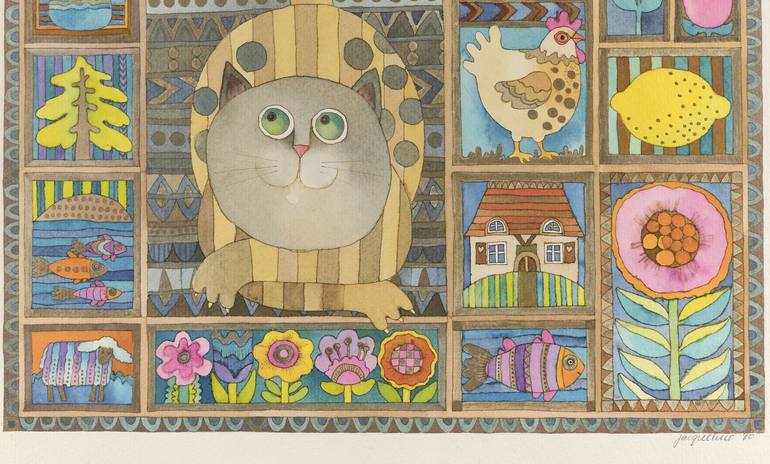 Original Cats Painting by Jacqueline Schreier
