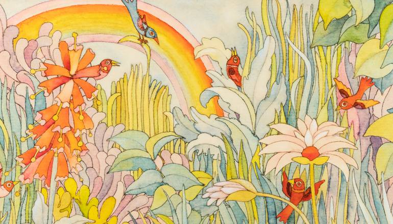 Original Art Deco Landscape Painting by Jacqueline Schreier
