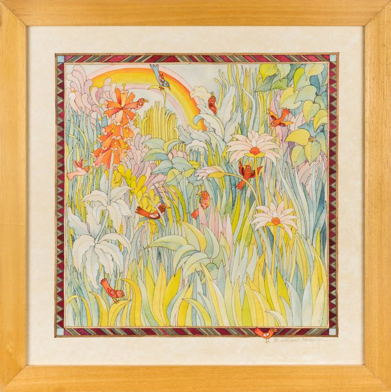 Original Art Deco Landscape Painting by Jacqueline Schreier
