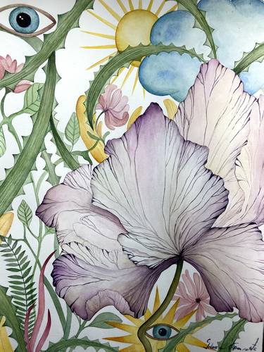 Original Fine Art Floral Drawing by Salome Kravets