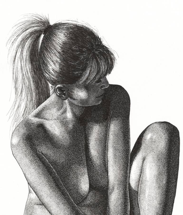 Original Black & White Body Drawing by Miglena Dyankova