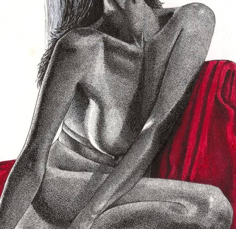 Original Black & White Body Drawing by Miglena Dyankova
