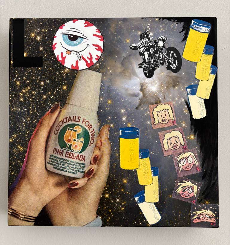 Original Pop Art Outer Space Collage by Adrienne Mixon