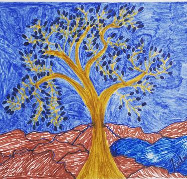 Original Fine Art Tree Drawings by Zoila Sosa