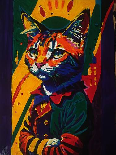Print of Pop Art Cats Paintings by Catherine C