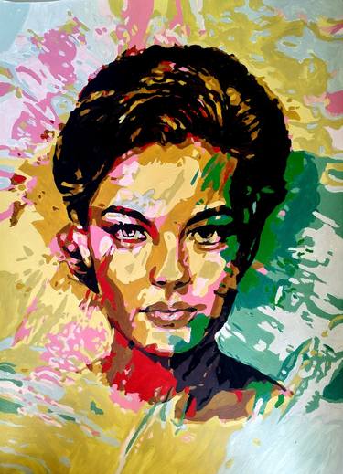 Pop-art portrait in watercolor "Romy" thumb