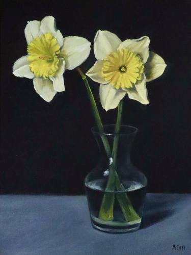Cornish King Daffodils in a Glass Vase thumb