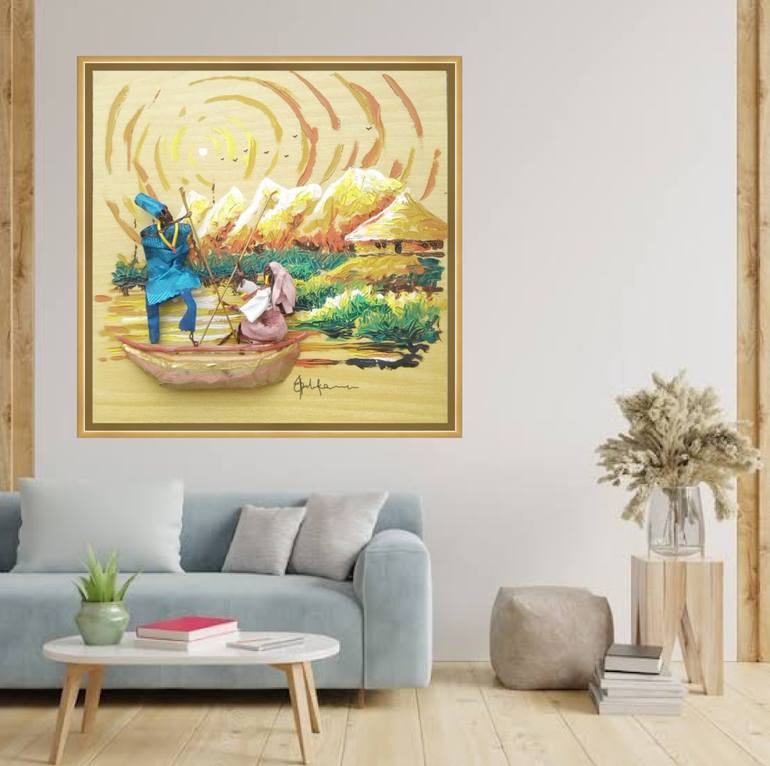 Original Art Deco Love Mixed Media by Olalekan Famisa