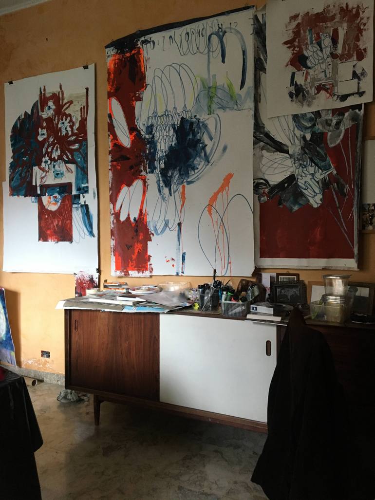 Original Expressionism Floral Painting by Giuseppe Troccoli