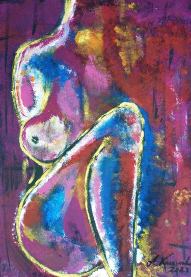Vibrantly colored nude woman - Figurative Abstraction thumb