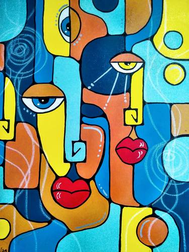Print of Cubism Abstract Paintings by Aeidy Kassimba