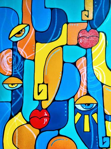 Original Cubism Abstract Paintings by Aeidy Kassimba