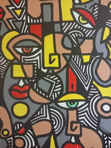 Print of Cubism People Paintings by Aeidy Kassimba