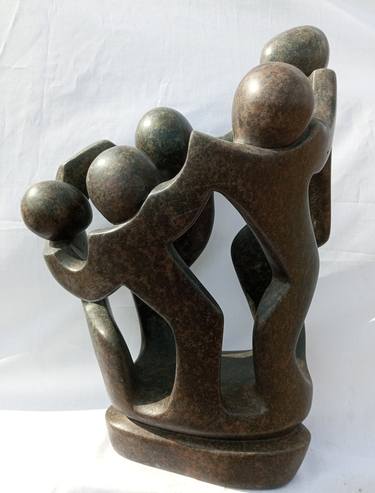 Original Abstract Expressionism Family Sculpture by Aeidy Kassimba