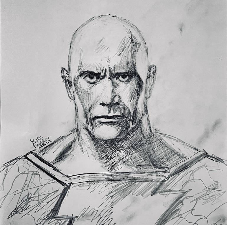 The Rock as Black Adam Drawing by Boris Fuzaylov Saatchi Art