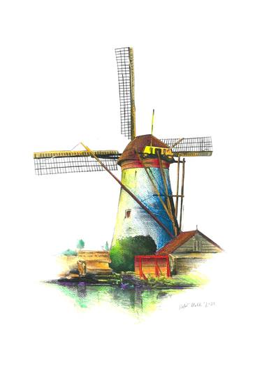 Netherland windmill vintage thumb