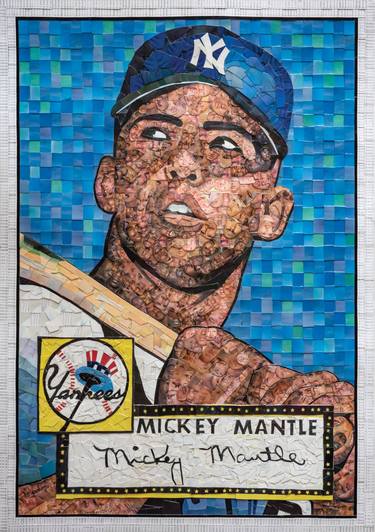 1952 Topps Mickey Mantle Mosaic made from baseball cards thumb