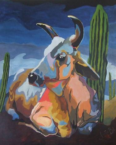 Print of Art Deco Cows Paintings by Jose Blanco