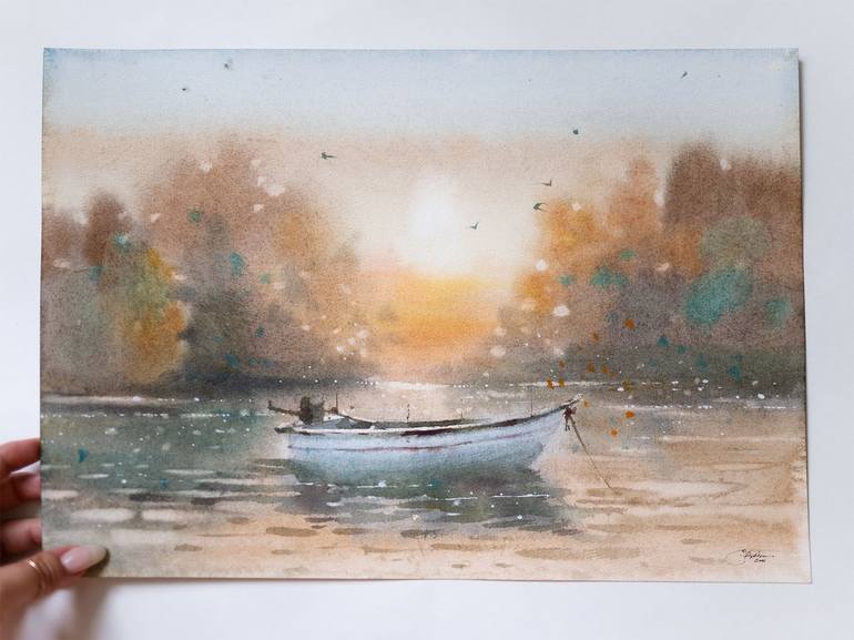 Original Boat Painting by Ekaterina Pytina