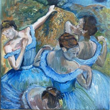 Edgar Dega reproduction blue dancers ballerinas thumb