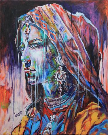 Original Portraiture Abstract Paintings by Sumesh cs