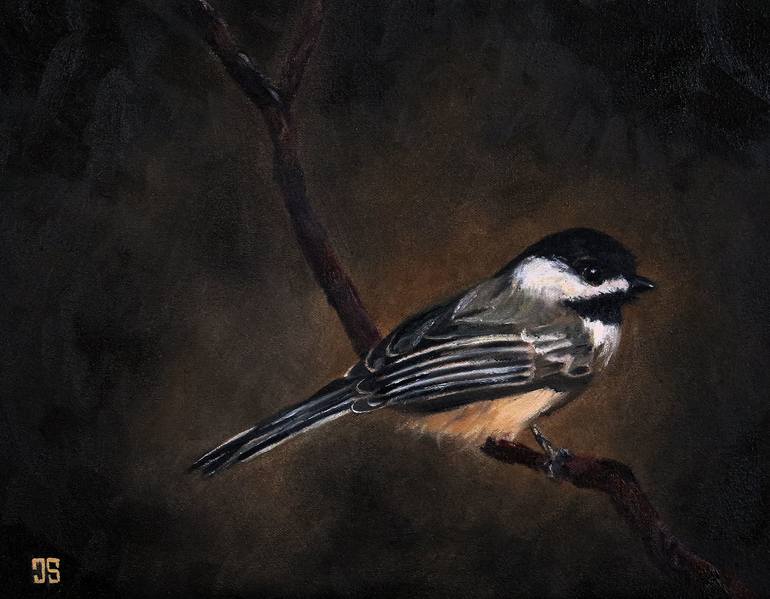 Black Capped Chickadee Painting