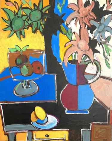 Flowers and Fruit Bowl on Table II thumb