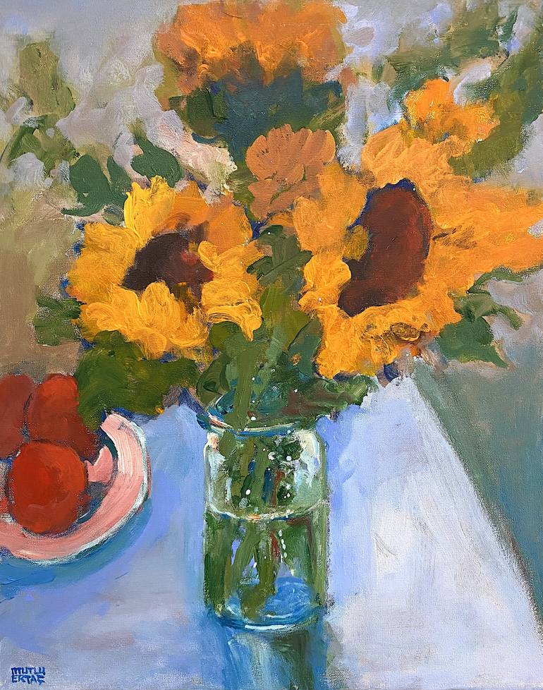 Original Impressionism Floral Paintings by Mutlu Ertac