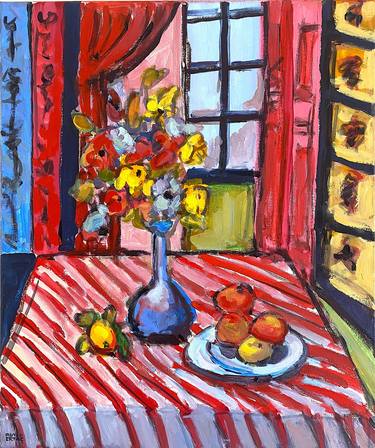 Flowers and Fruits on Plate by the Window thumb