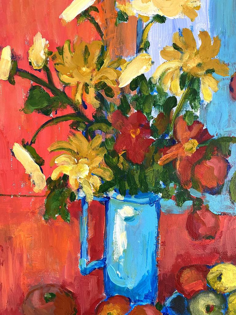 Original Impressionism Floral Painting by Mutlu Ertac