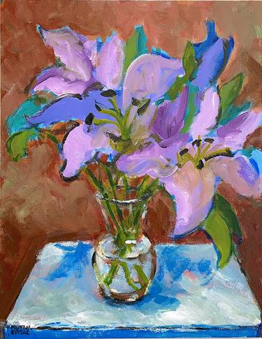 Original Expressionism Floral Painting by Mutlu Ertac