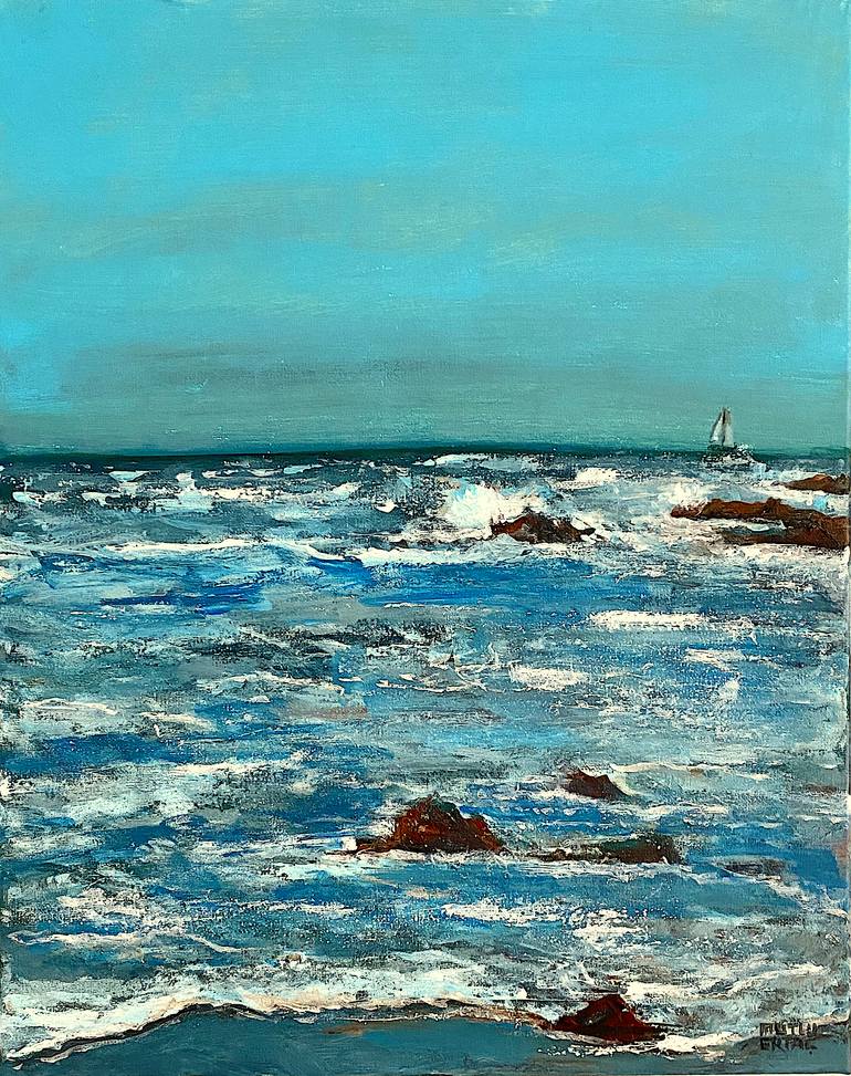 Original Contemporary Seascape Painting by Mutlu Ertac