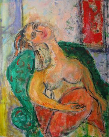 Seated Woman in Green Chair thumb