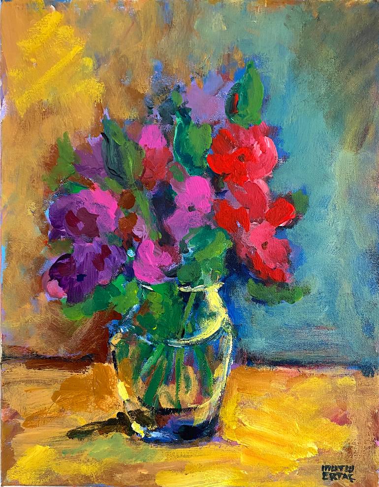 カレン Bouquet of Flowers Painting by Mutlu Ertac | Saatchi Art Spain