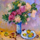 Flowers and Fruits on Table. by Mutlu Ertac