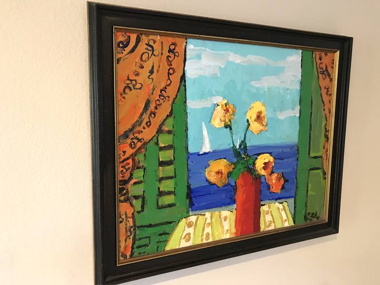 Original Impressionism Seascape Painting by Mutlu Ertac