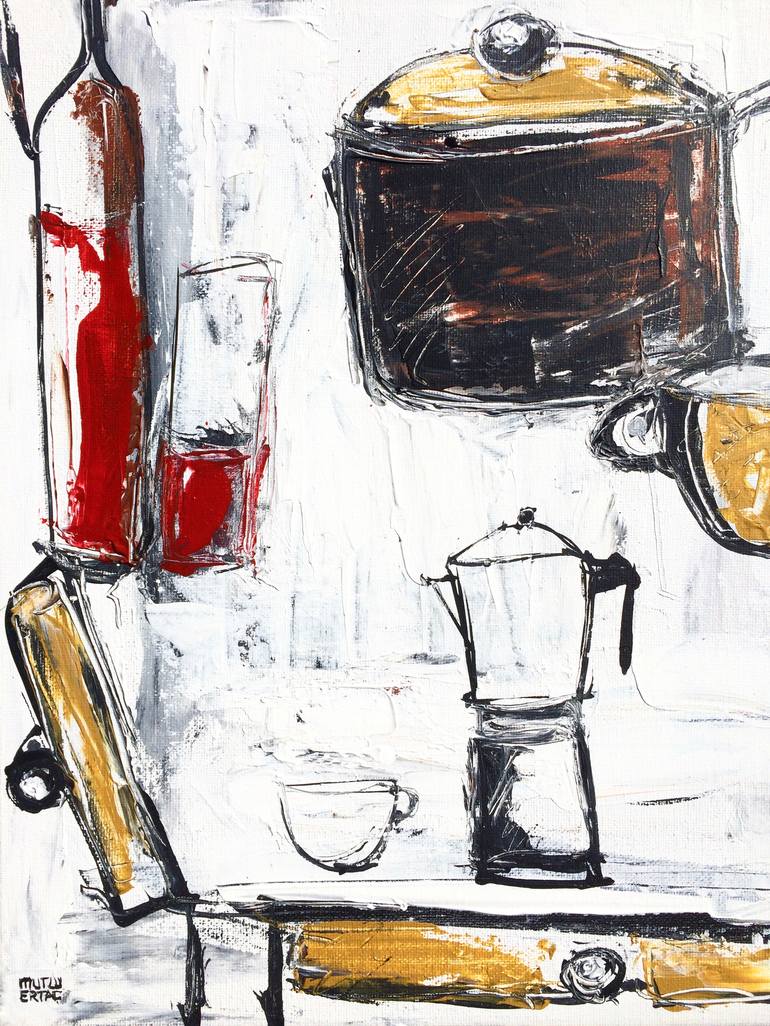 Original Expressionism Still Life Painting by Mutlu Ertac