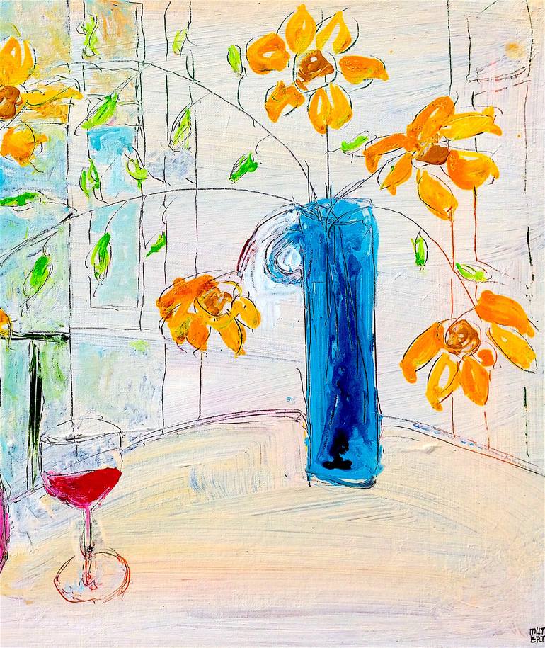 Original Expressionism Still Life Painting by Mutlu Ertac