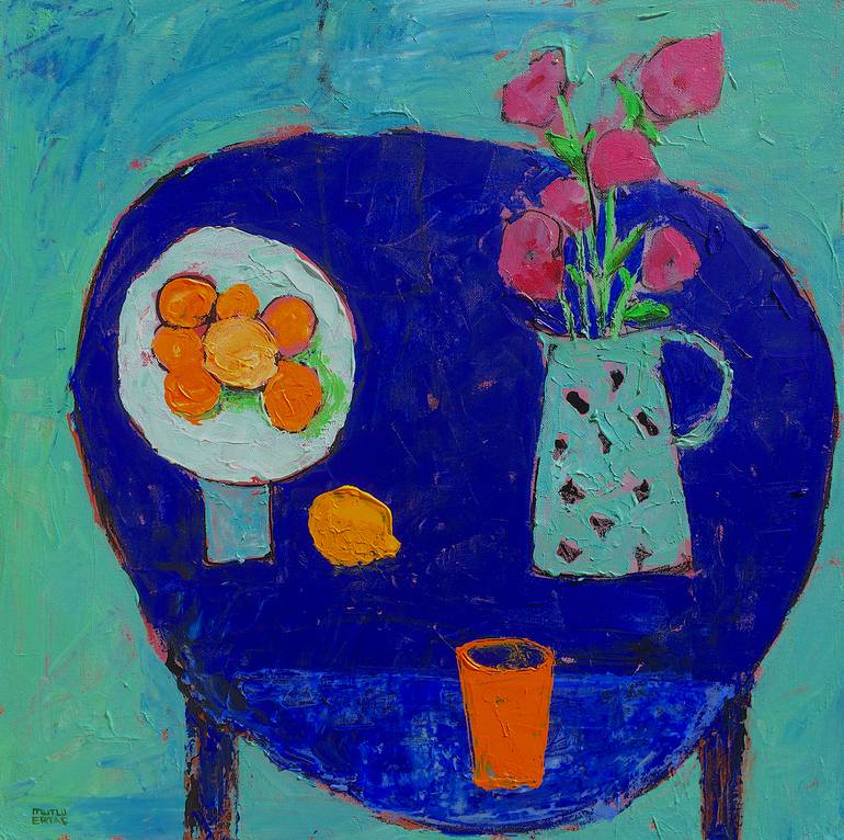 Original Expressionism Still Life Painting by Mutlu Ertac