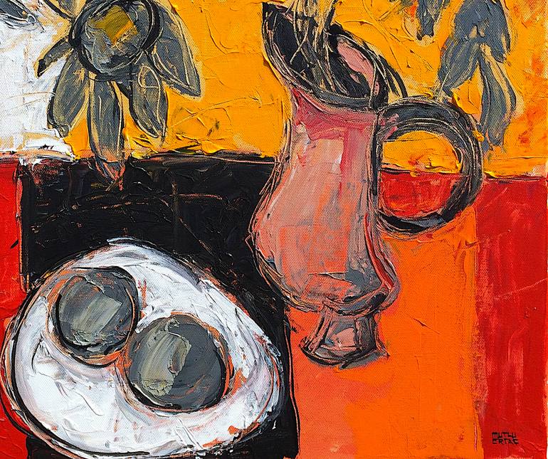 Original Expressionism Still Life Painting by Mutlu Ertac