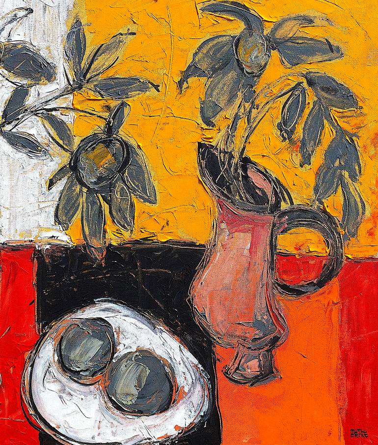 Original Expressionism Still Life Painting by Mutlu Ertac