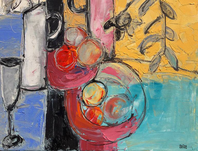 Original Expressionism Still Life Painting by Mutlu Ertac