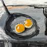 Original Acrylic Ink and Paint on Canvas Panel .
Post Impressionistic, expressionistic and modern art combined to give these everyday objects such as ordinary eggs in a a pan to life...Almost you are ready to have breakfast...