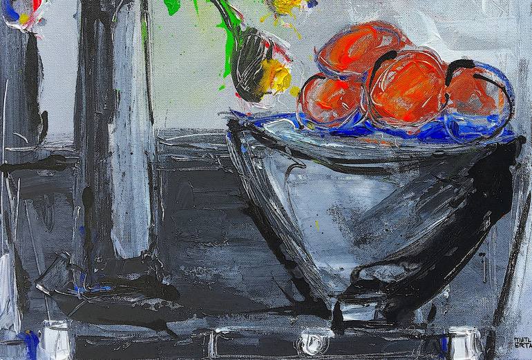 Original Expressionism Still Life Painting by Mutlu Ertac