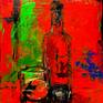 inspired by Picasso, Cezanne, Monet,
this work done as I thought about the expressionist painters of their time, maybe Van gogh in a cafe while He was looking at a bottle of drink and how he could depict that moment on canvas...